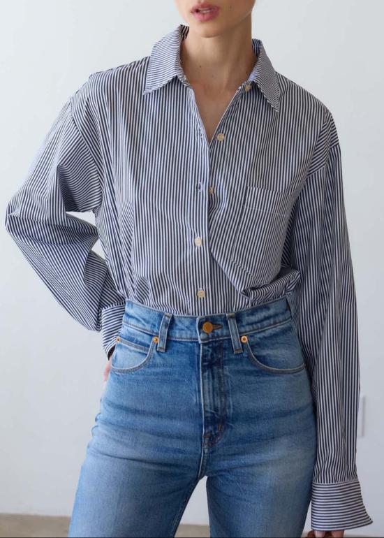  제이미 할러 긴팔 셔츠 더 위켄드 셔츠 스트라이프