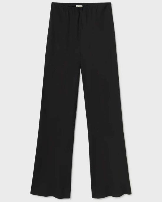  실크 런드리 스트레이트 팬츠 와이드 레그 바이어스컷 팬츠 블랙