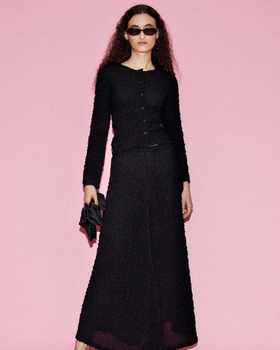  실크 런드리 긴팔 티셔츠 엘레나 긴팔 상의 블랙