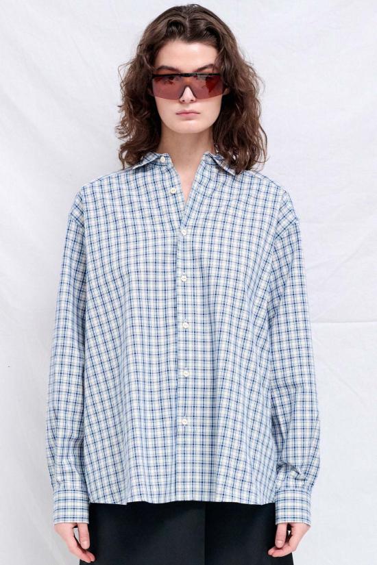  베이스레인지 셔츠 클로드 셔츠 블루 체크