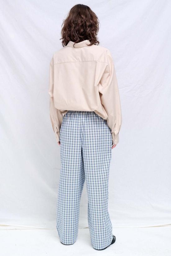  베이스레인지 팔라초 팬츠 블루 체크 클로드 - BASERANGE