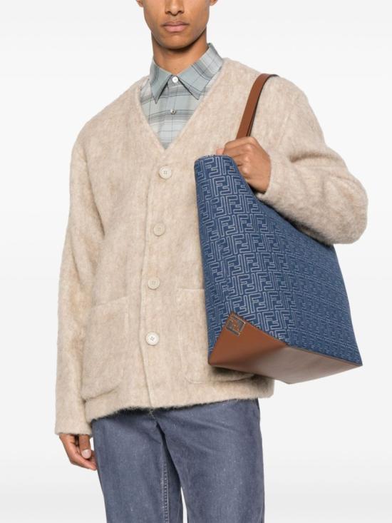 25FW 펜디 FF 패브릭 미디움 쇼핑백 7VA657AUGOF1SCG Blue - FENDI