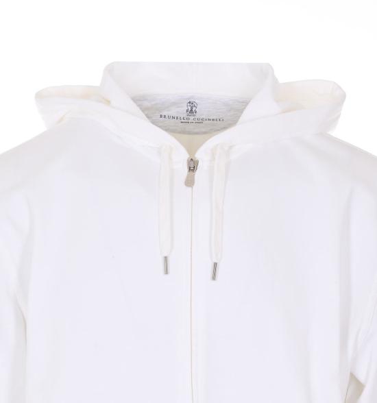 26SS 브루넬로 쿠치넬리 코튼 후드 집업 MW8639069GC7220 WHITE - BRUNELLO CUCINELLI