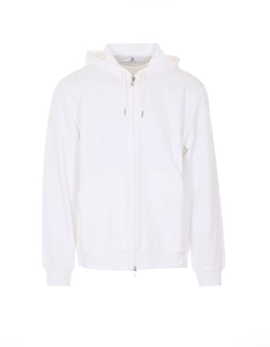 26SS 브루넬로 쿠치넬리 코튼 후드 집업 MW8639069GC7220 WHITE