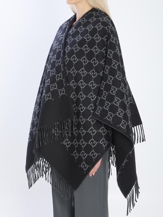 26SS 구찌 GG 울 자카드 케이프 817831 BLACK - GUCCI