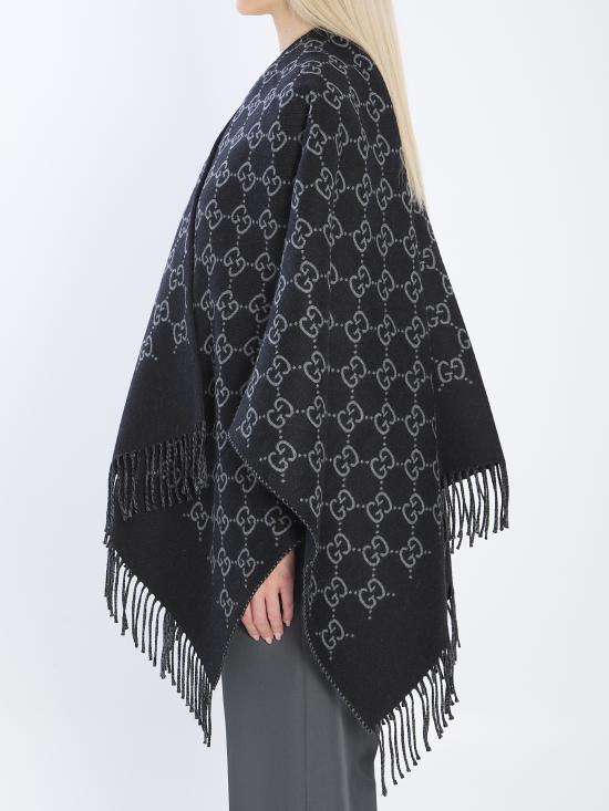 26SS 구찌 GG 울 자카드 케이프 817831 BLACK - GUCCI