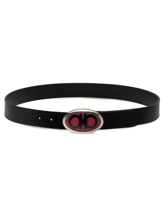  살바토레 페라가모 가죽 벨트 페라가모 오벌 간치니 버클 가죽  블랙