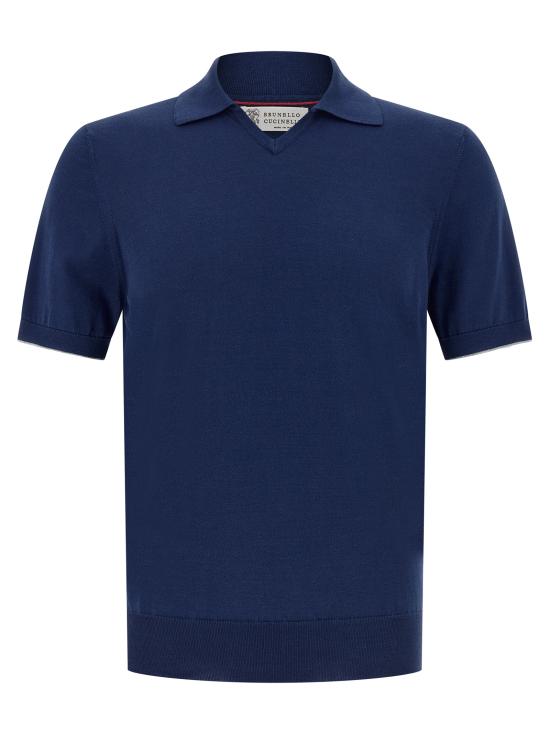 26SS 브루넬로 쿠치넬리 폴로 티셔츠 M29800145COZ76 Blue