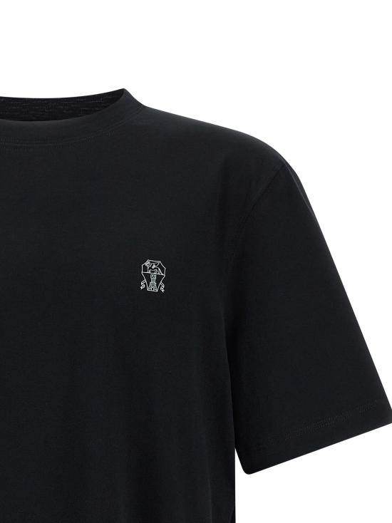 26SS 브루넬로 쿠치넬리 코튼 저지 크루넥 티셔츠 M0B138440CSQ44 Black - BRUNELLO CUCINELLI