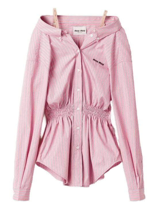 26SS 미우미우 스트라이프 포플린 드레스 MF6125SOOO 180U F0028 ROSA