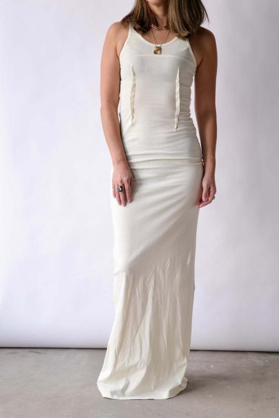  MM6 메종마르지엘라 롱 원피스 Mm6 Maison Margiela 슬리브리스 저지 맥시 드레스 화이트