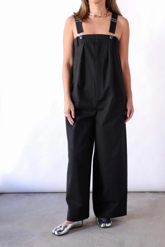  티비 점프수트 바이오 트윌 오버올 와이드 레그 팬츠 블랙 - TIBI