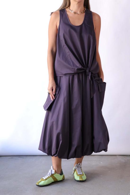  티비 블라우스 에코 포플린 타이 프론트 탑 가지색 - TIBI