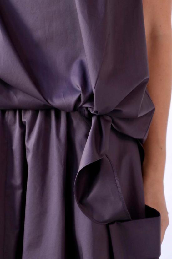  티비 블라우스 에코 포플린 타이 프론트 탑 가지색 - TIBI