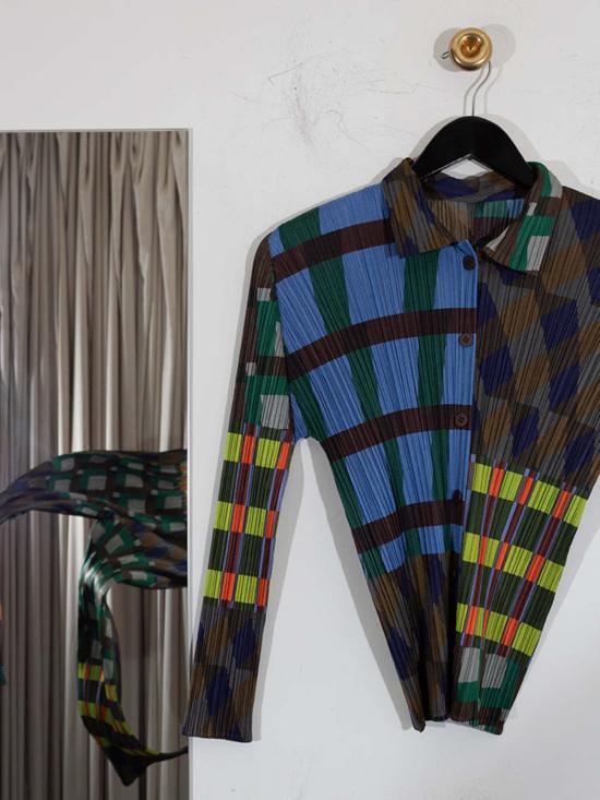  이세이 미야케 긴팔 티셔츠 하모니 셔츠 블루 - ISSEY MIYAKE