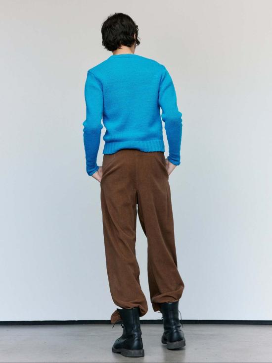  세실 툴켄스 스웨터 셰틀랜드 수제 와이드 V넥  페트롤 - CECILE TULKENS