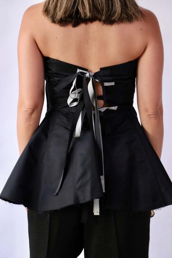  타나카 민소매 티셔츠 버스티에 블랙 - TANAKA