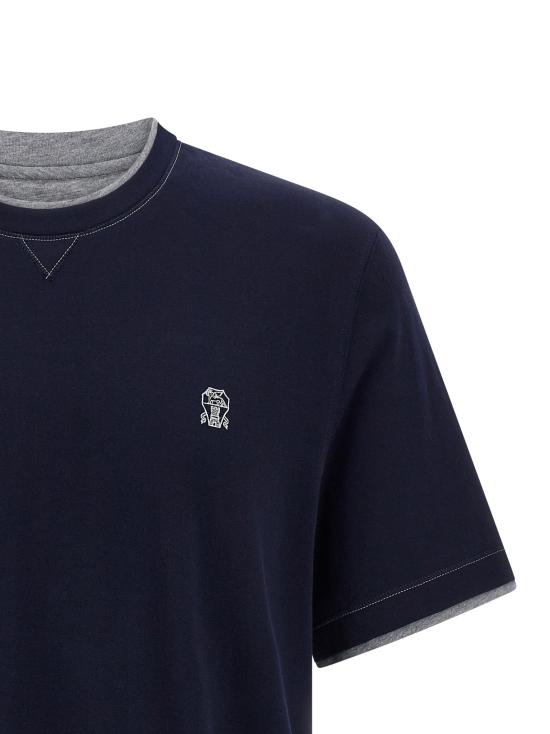 26SS 브루넬로 쿠치넬리 레이어링 코튼 저지 크루넥 티셔츠 M0B137451GCD325 - BRUNELLO CUCINELLI