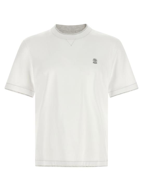 26SS 브루넬로 쿠치넬리 레이어링 코튼 저지 크루넥 티셔츠 M0B137451GCW787