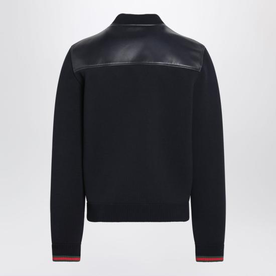 26SS 구찌 나파 레더 니트 봄버 자켓 793181XNA29 Blue - GUCCI