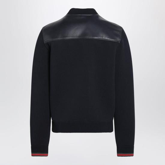 26SS 구찌 나파 레더 니트 봄버 자켓 793181XNA29 Blue - GUCCI