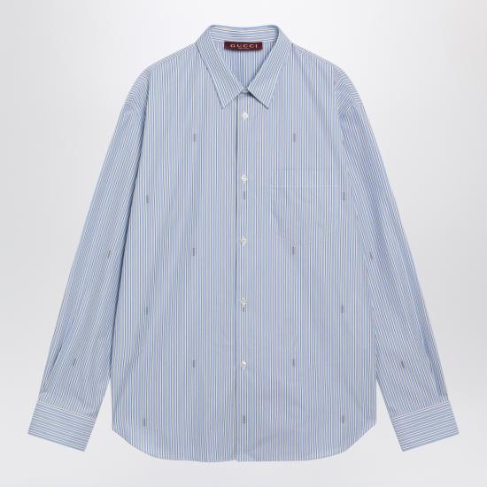 26SS 구찌 스트라이프 코튼 포플린 셔츠 852714ZAUBA Light blue
