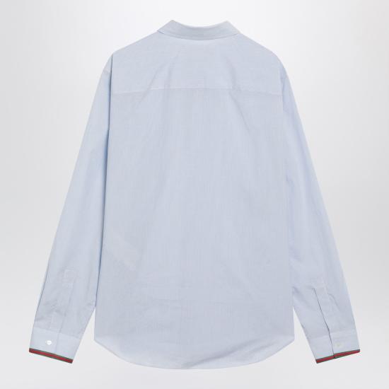 26SS 구찌 웹 디테일 스트라이프 코튼 셔츠 852707ZAS5W Light blue - GUCCI