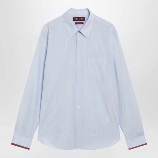 26SS 구찌 웹 디테일 스트라이프 코튼 셔츠 852707ZAS5W Light blue