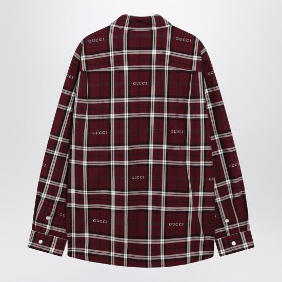 26SS 구찌 타르탄 코튼 자카드 셔츠 852895ZAUAC Burgundy - GUCCI