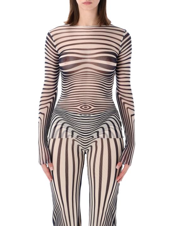 26SS 장 폴 고티에 긴팔 티셔츠 TO446M019P 0359 ECRU NAVY