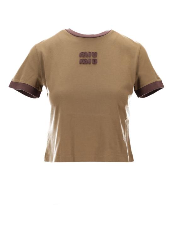 26SS 미우미우 반팔 티셔츠 MJNA15SOOO1841 F0Y1C MILITARE CACAO