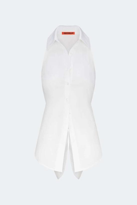  사이먼밀러 블라우스 Simon Miller Loch 슬리브리스 팝린 버튼업 탑 마카다미아 - SIMONMILLER