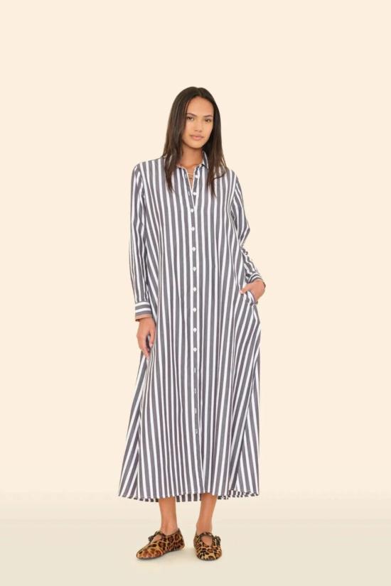  시레나 롱 원피스 보덴 드레스 잉크 스트라이프