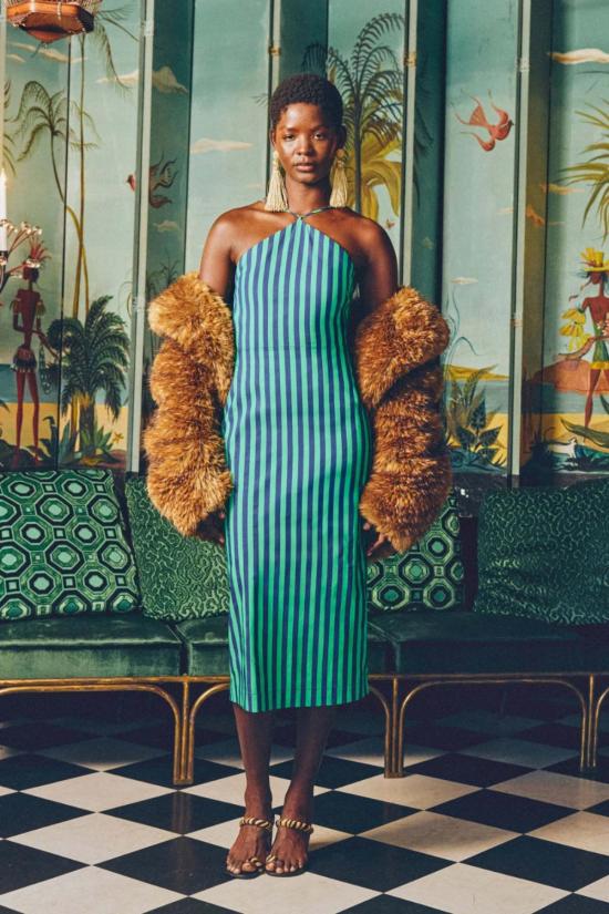  사이먼밀러 롱 원피스 사이먼 밀러 키트 포플린 드레스 네이비 그래스 그린