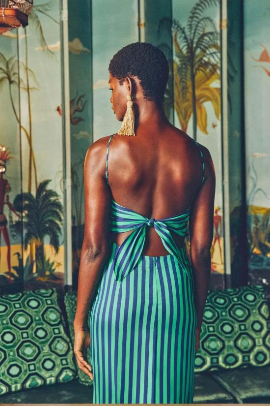  사이먼밀러 롱 원피스 사이먼 밀러 키트 포플린 드레스 네이비 그래스 그린 - SIMONMILLER