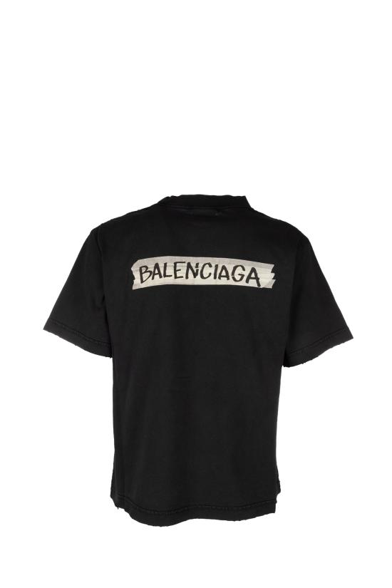 26SS 발렌시아가 마스킹 테이프 티셔츠 850990TTVL6 1041 FADED WASHED BLACK - BALENCIAGA