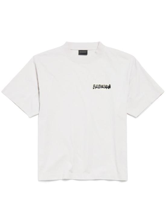 26SS 발렌시아가 반팔 티셔츠 850990TTVL6 9012 DIRTY WHITE