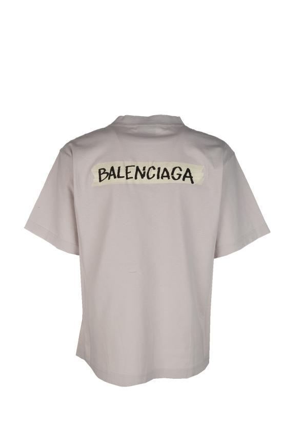 26SS 발렌시아가 마스킹 테이프 티셔츠 850990TTVL6 9012 DIRTY WHITE - BALENCIAGA