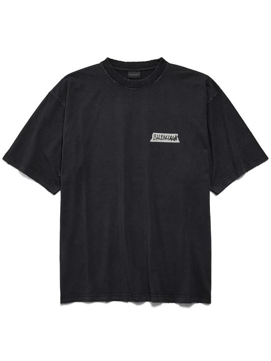 26SS 발렌시아가 반팔 티셔츠 764235TTVL6 1041 FADED WASHED BLACK