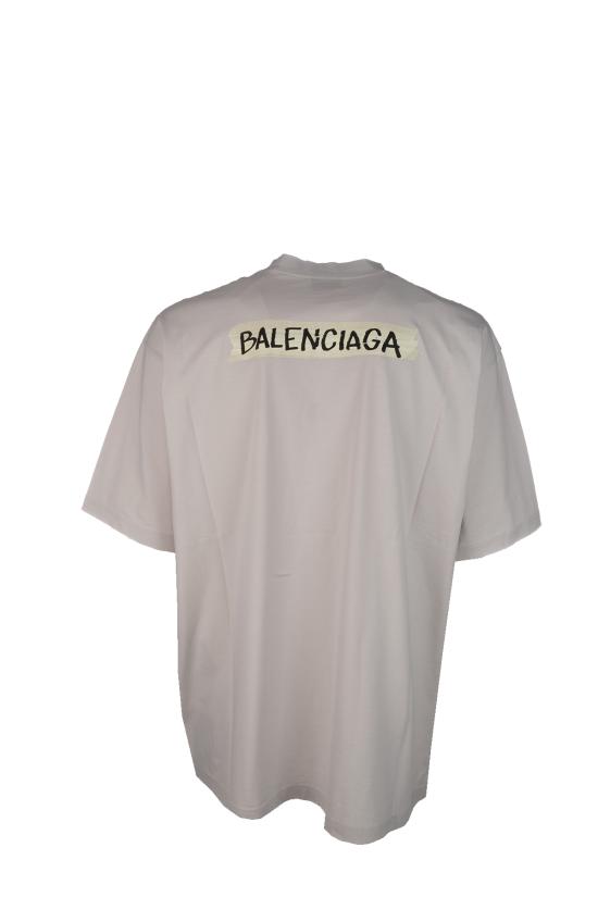 26SS 발렌시아가 마스킹 테이프 티셔츠 미디움 핏 764235TTVL6 9012 DIRTY WHITE - BALENCIAGA