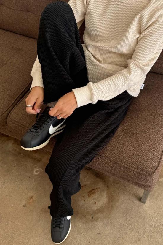  르 본 숍 스트레이트 팬츠 르봉 쇼페 와플 로우 팬츠