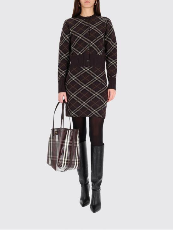 25FW 버버리 체크 울 캐시미어 스커트 8114203 Brown - BURBERRY