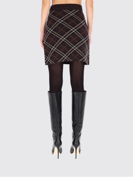 25FW 버버리 체크 울 캐시미어 스커트 8114203 Brown - BURBERRY