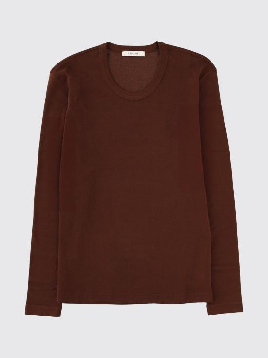 25FW 르메르 롱 슬리브 크루넥 탑 TO1441LJ1016 BR402 Brown - LEMAIRE