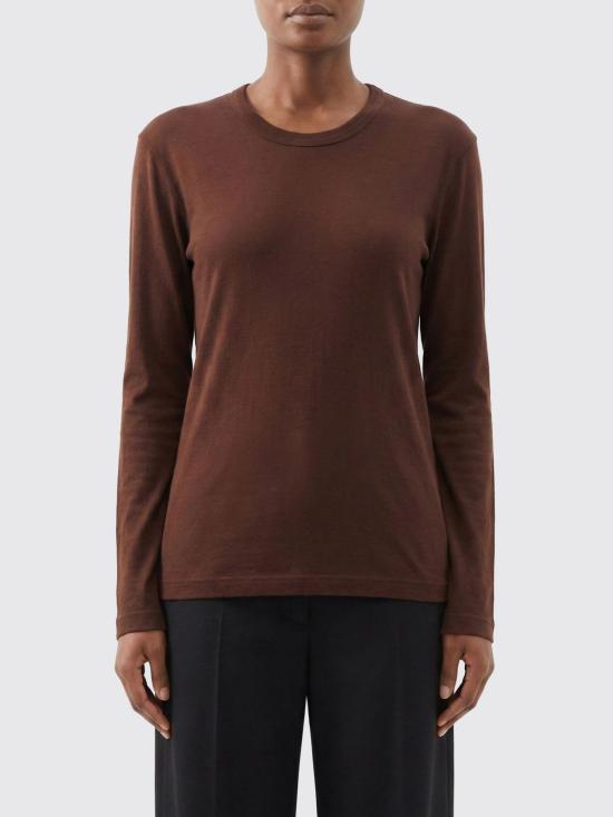 25FW 르메르 롱 슬리브 크루넥 탑 TO1441LJ1016 BR402 Brown