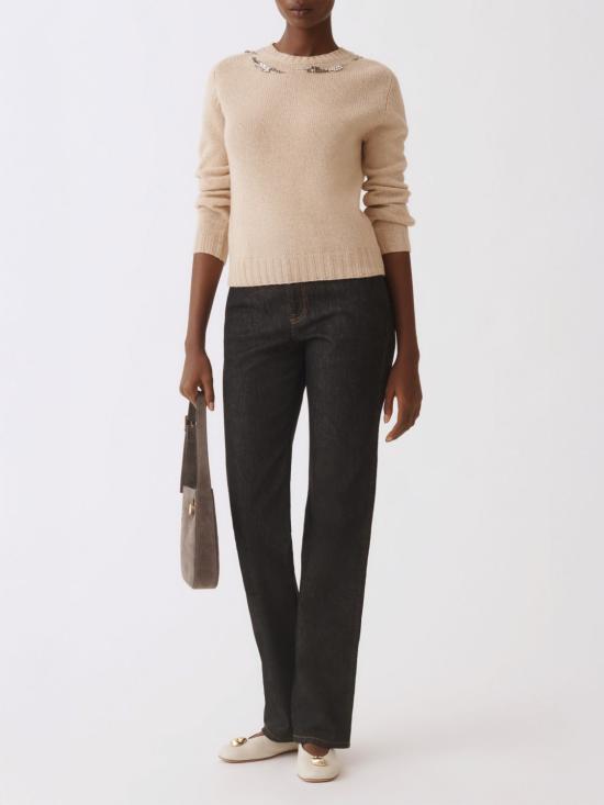 25FW 파비아나 필리피 플래티넘 자수 장식 스웨터 MAD225F584L659 0158 Rope - FABIANA FILIPPI