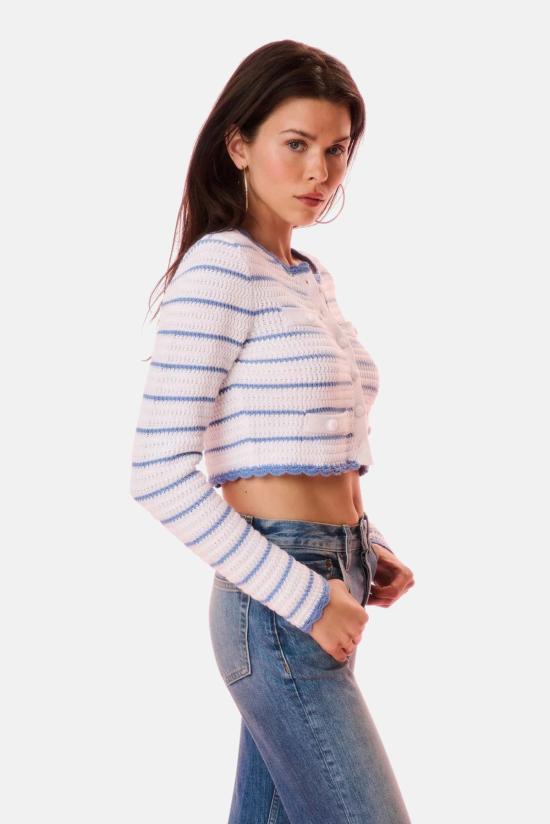  러브쉐이크팬시 가디건 러브쉑 팬시 라미야 스트라이프 크로셰 - LOVESHACKFANCY