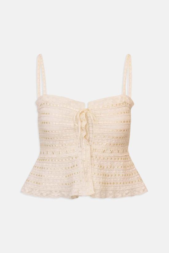  러브쉐이크팬시 민소매 티셔츠 러브쉑 팬시 니라야 캐미 탑 오프 화이트 - LOVESHACKFANCY