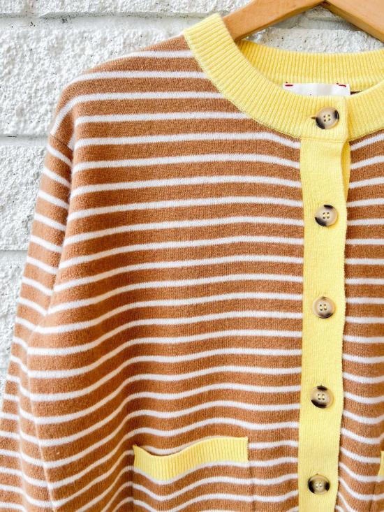  시레나 가디건 릴리안 카디건 카멜 스트라이프 - XIRENA