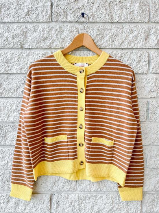  시레나 가디건 릴리안 카디건 카멜 스트라이프